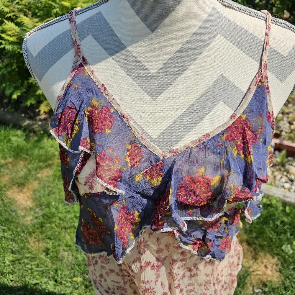 Free People Colorful Ruffled Asymmetrical Whimsy Camisole - Picture 5 of 7